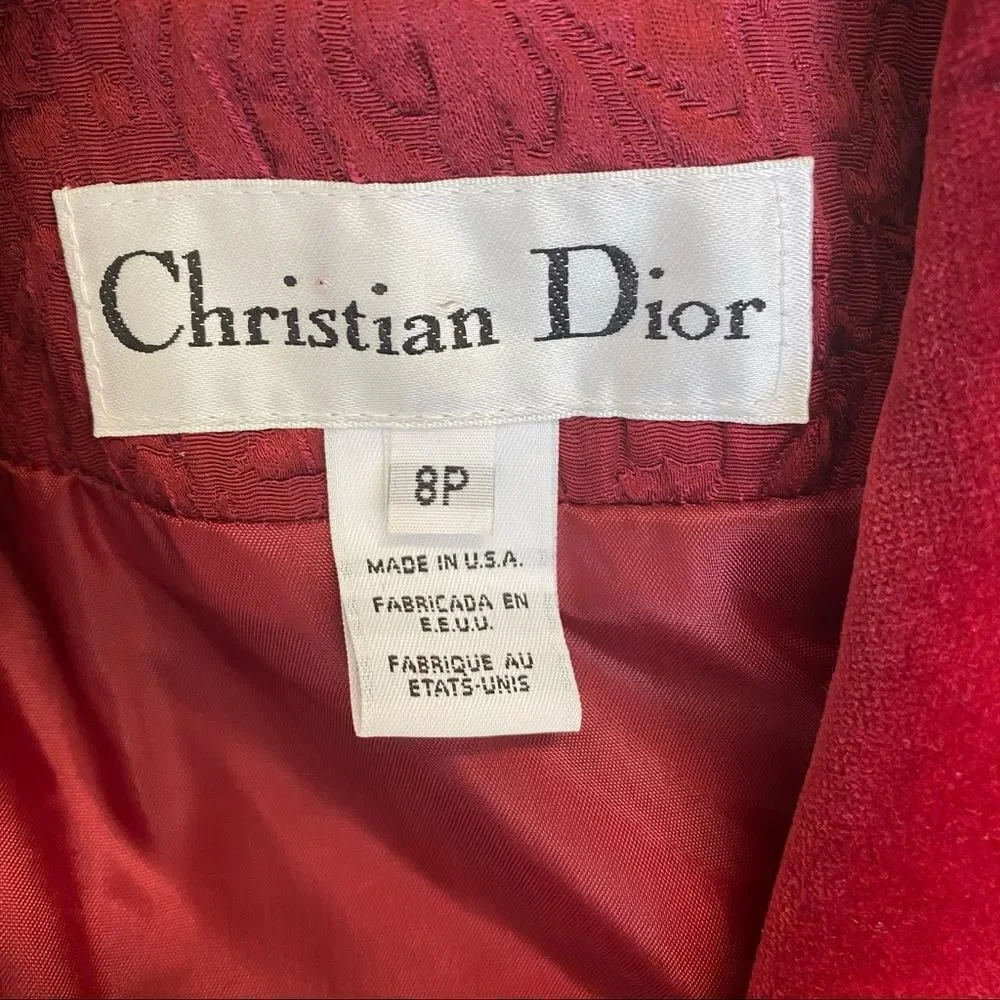 Christian Dior Wool Blend Red Jacket Skirt set 8P